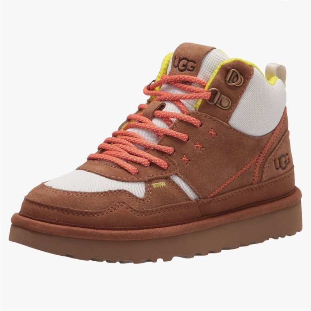 UGG 5.5- chestnut Brown-Orange- Highland  Hi Heritage Sneakers with Chunky Sole.